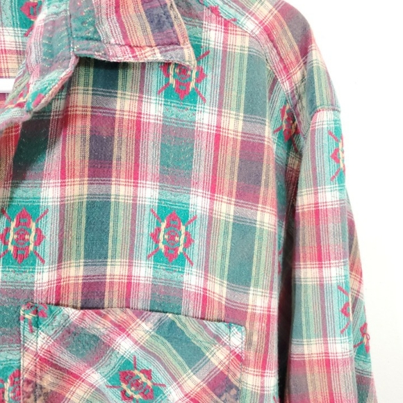 Chemise Cabin Creek – Femme XL Tall – Vert Et Blanc – Manches Longues – Poche – Boutons